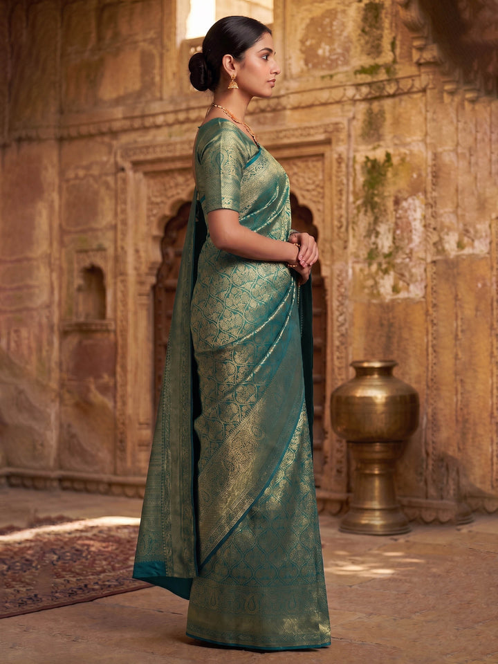 Blue Woven Design Art Silk Kanjivaram Saree