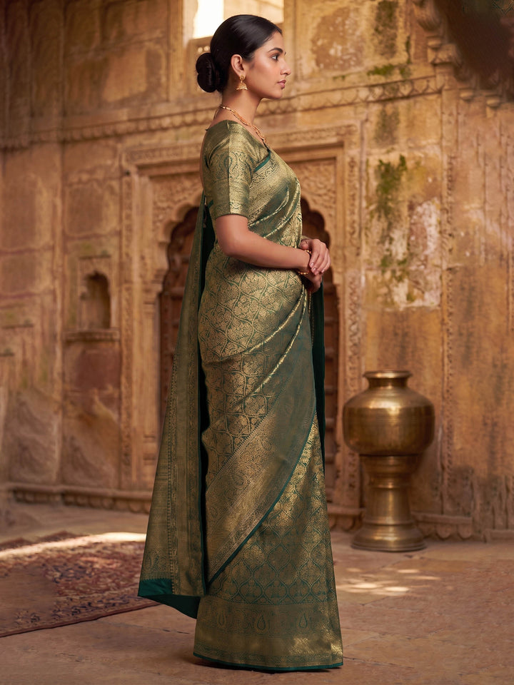 Dark Blue Woven Design Art Silk Kanjivaram Saree