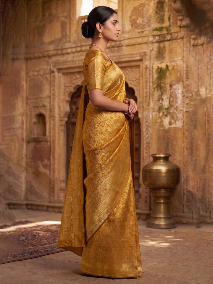 Mustard Woven Design Art Silk Kanjivaram Saree