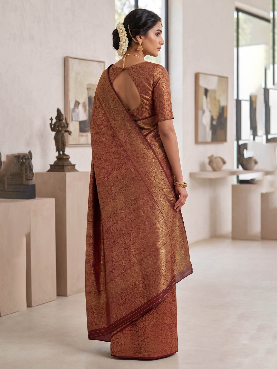 Red Woven Design Art Silk Kanjivaram Saree