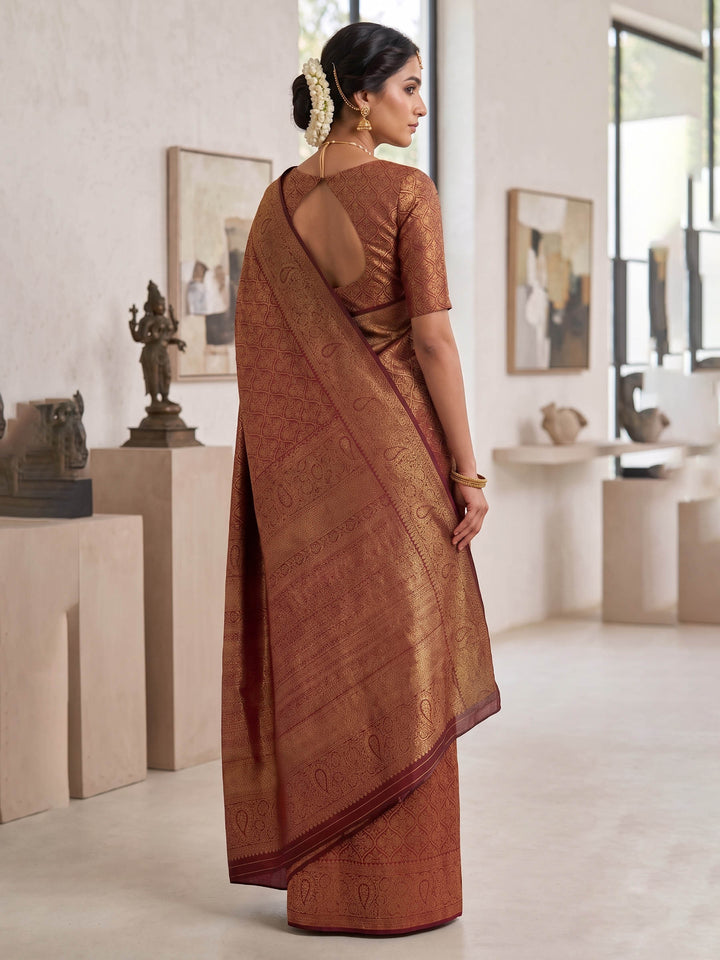 Red Woven Design Art Silk Kanjivaram Saree
