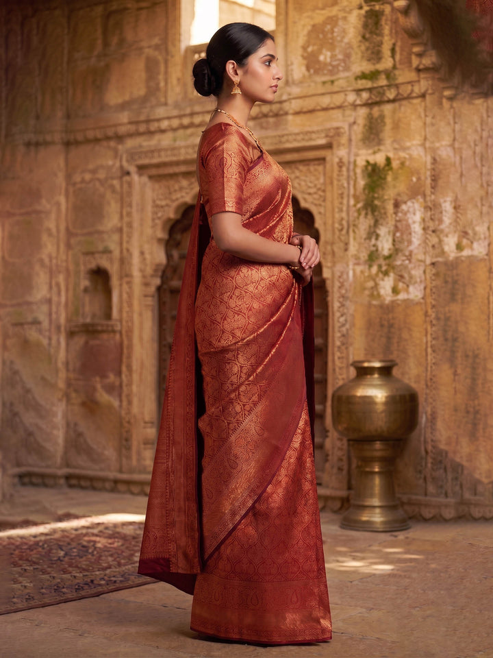 Red Woven Design Art Silk Kanjivaram Saree