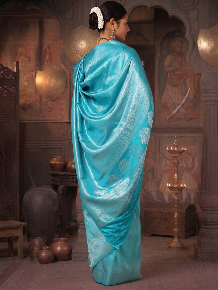 Blue Woven Design Kanjivaram Brocade Saree