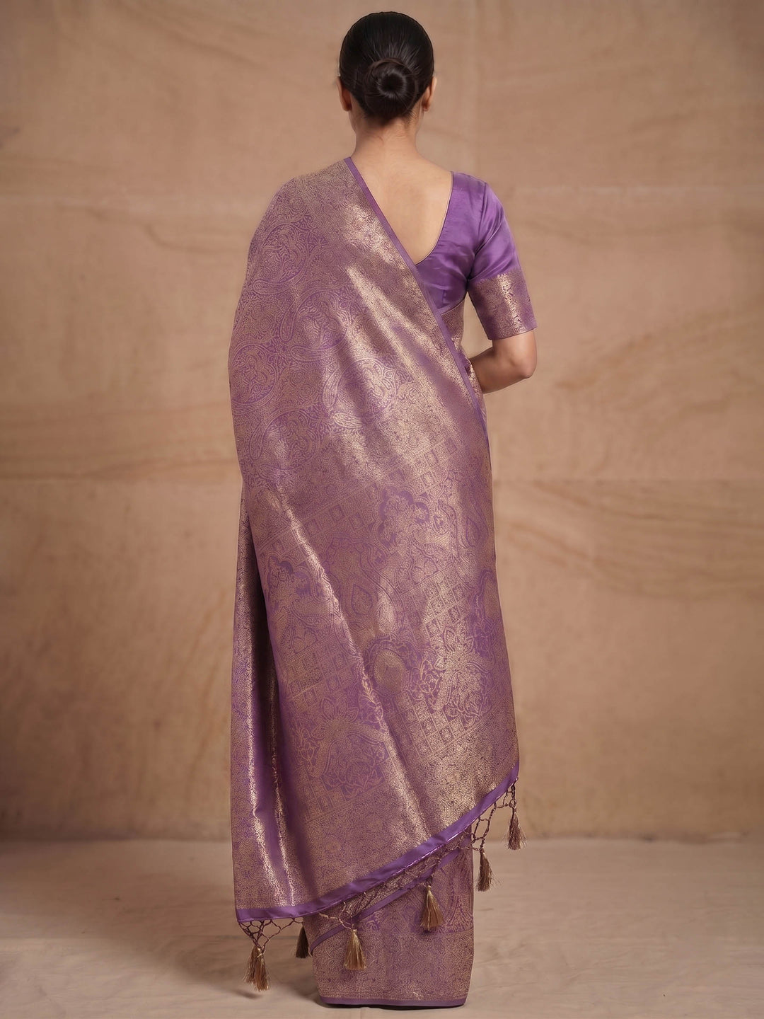 Lavender Woven Design Art Silk Kanjivaram Saree