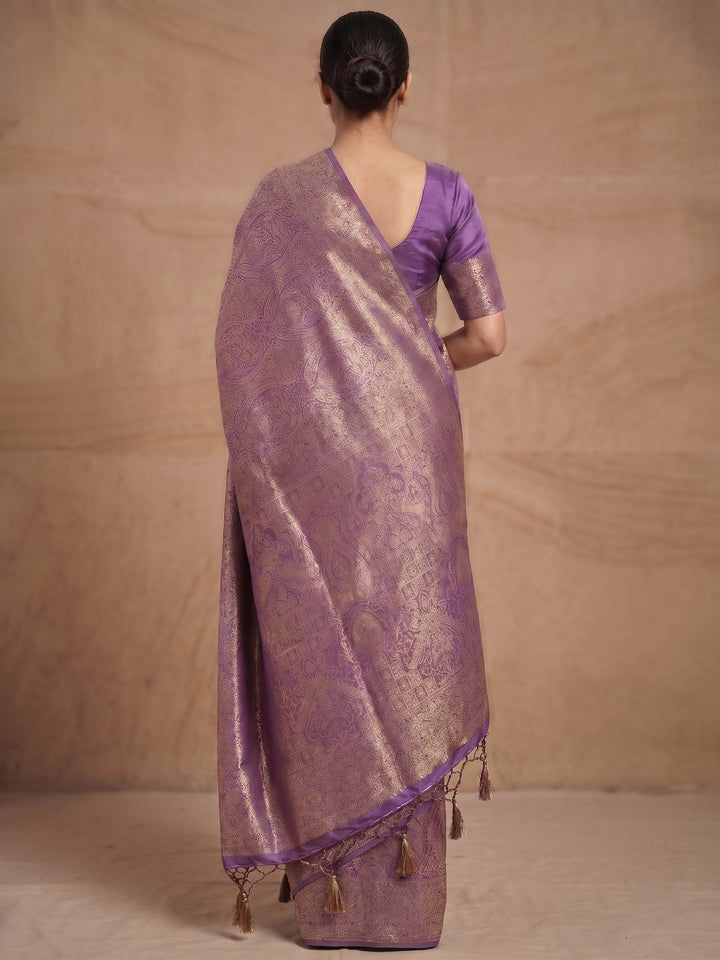 Lavender Woven Design Art Silk Kanjivaram Saree