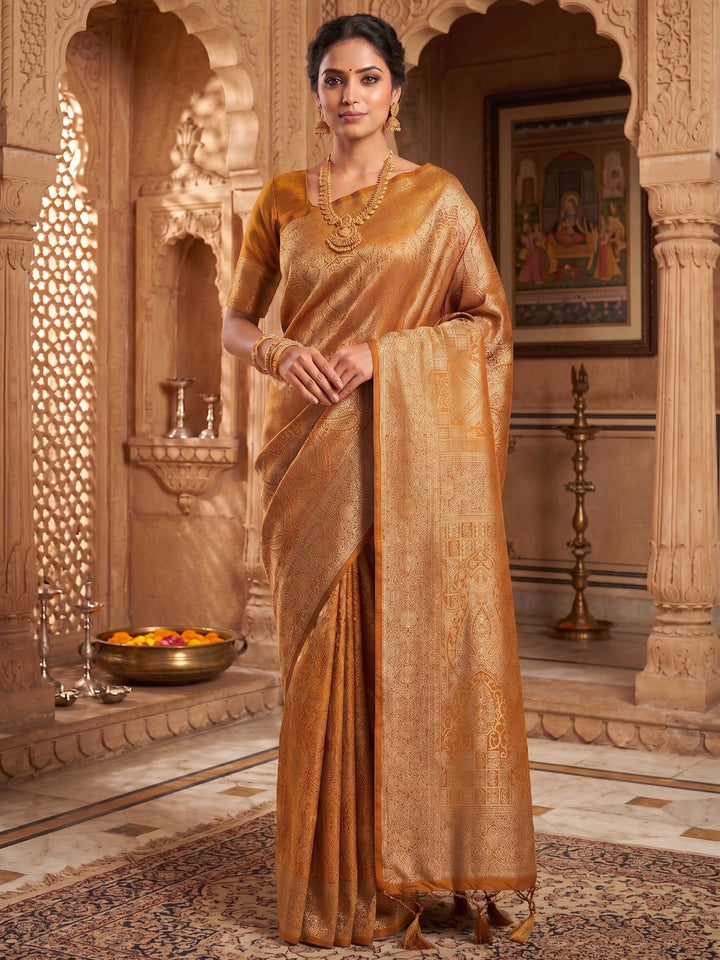 Mustard Woven Design Art Silk Kanjivaram Saree