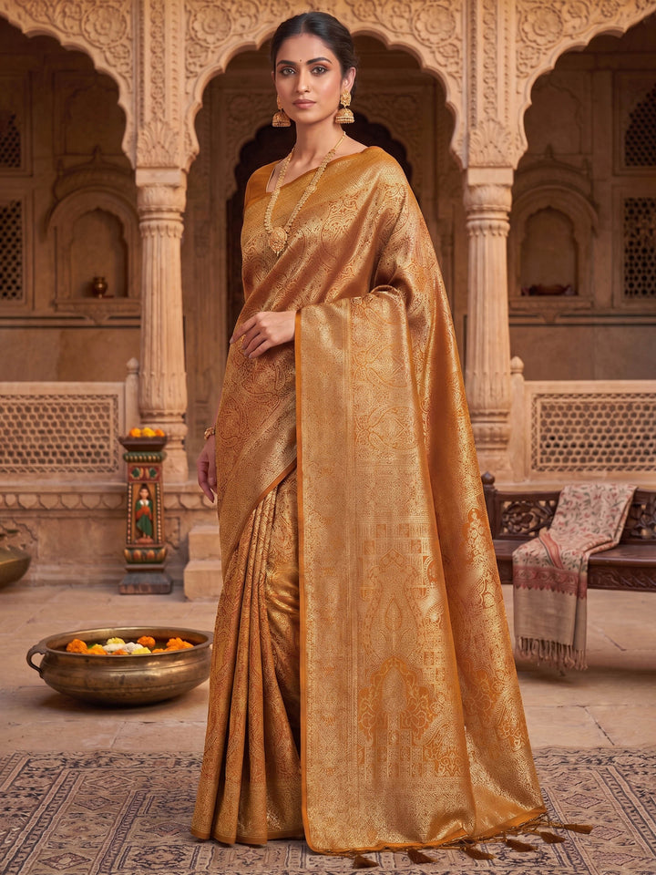 Mustard Woven Design Art Silk Kanjivaram Saree