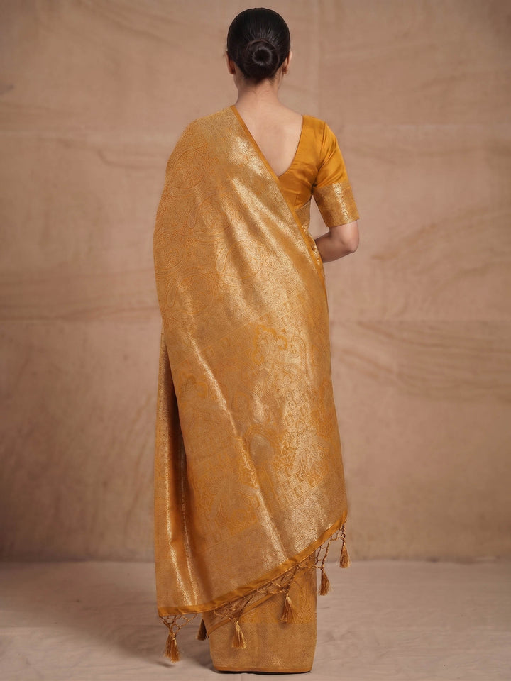 Mustard Woven Design Art Silk Kanjivaram Saree