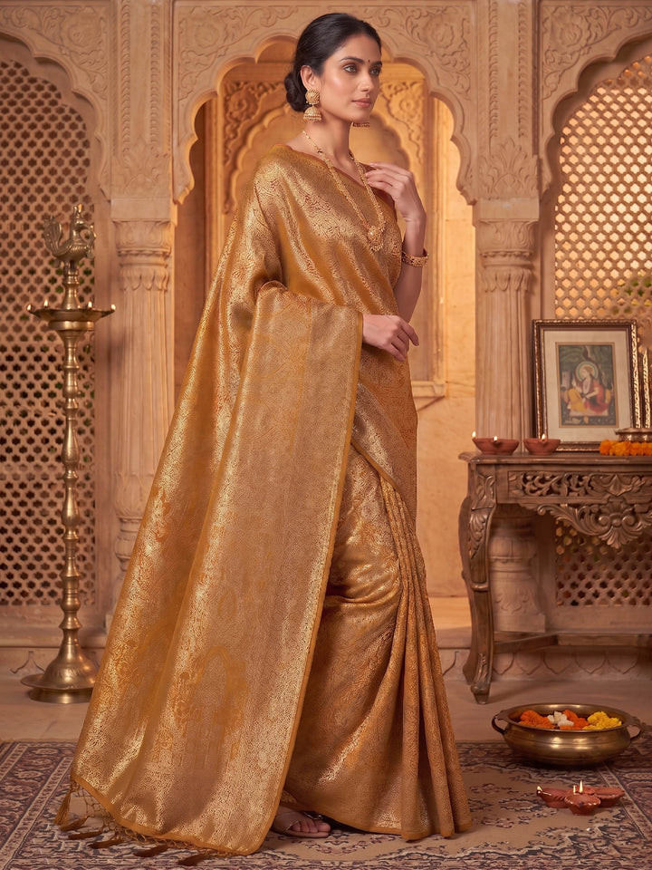 Mustard Woven Design Art Silk Kanjivaram Saree