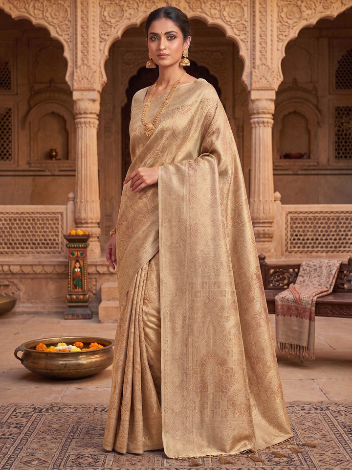 Off White Woven Design Art Silk Kanjivaram Saree
