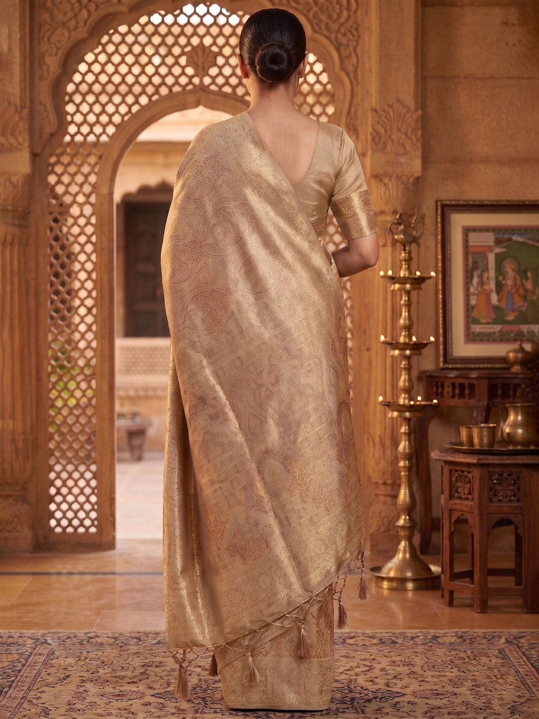 Off White Woven Design Art Silk Kanjivaram Saree