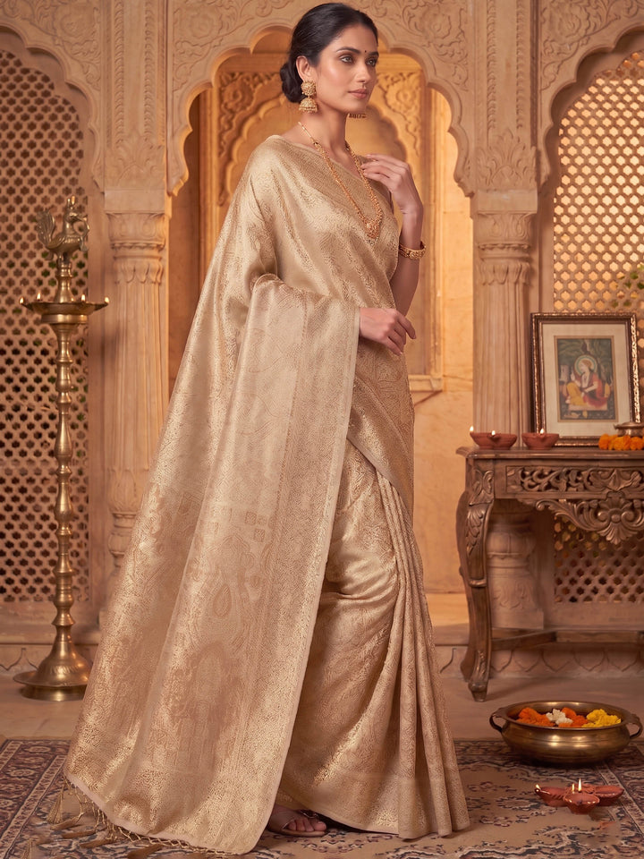 Off White Woven Design Art Silk Kanjivaram Saree