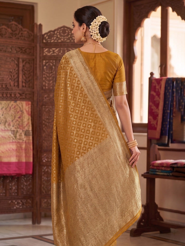Mustard Woven Design Art Silk Kanjivaram Saree