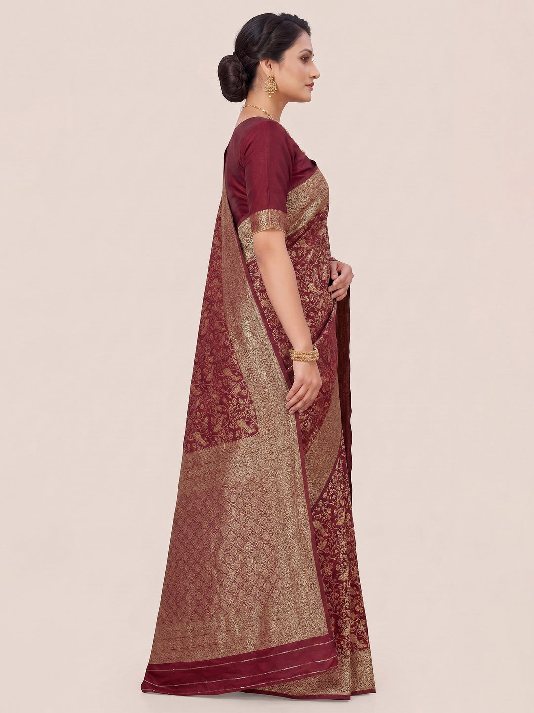 Maroon Woven Design Art Silk Kanjivaram Saree