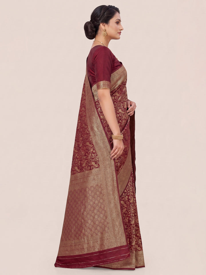 Maroon Woven Design Art Silk Kanjivaram Saree