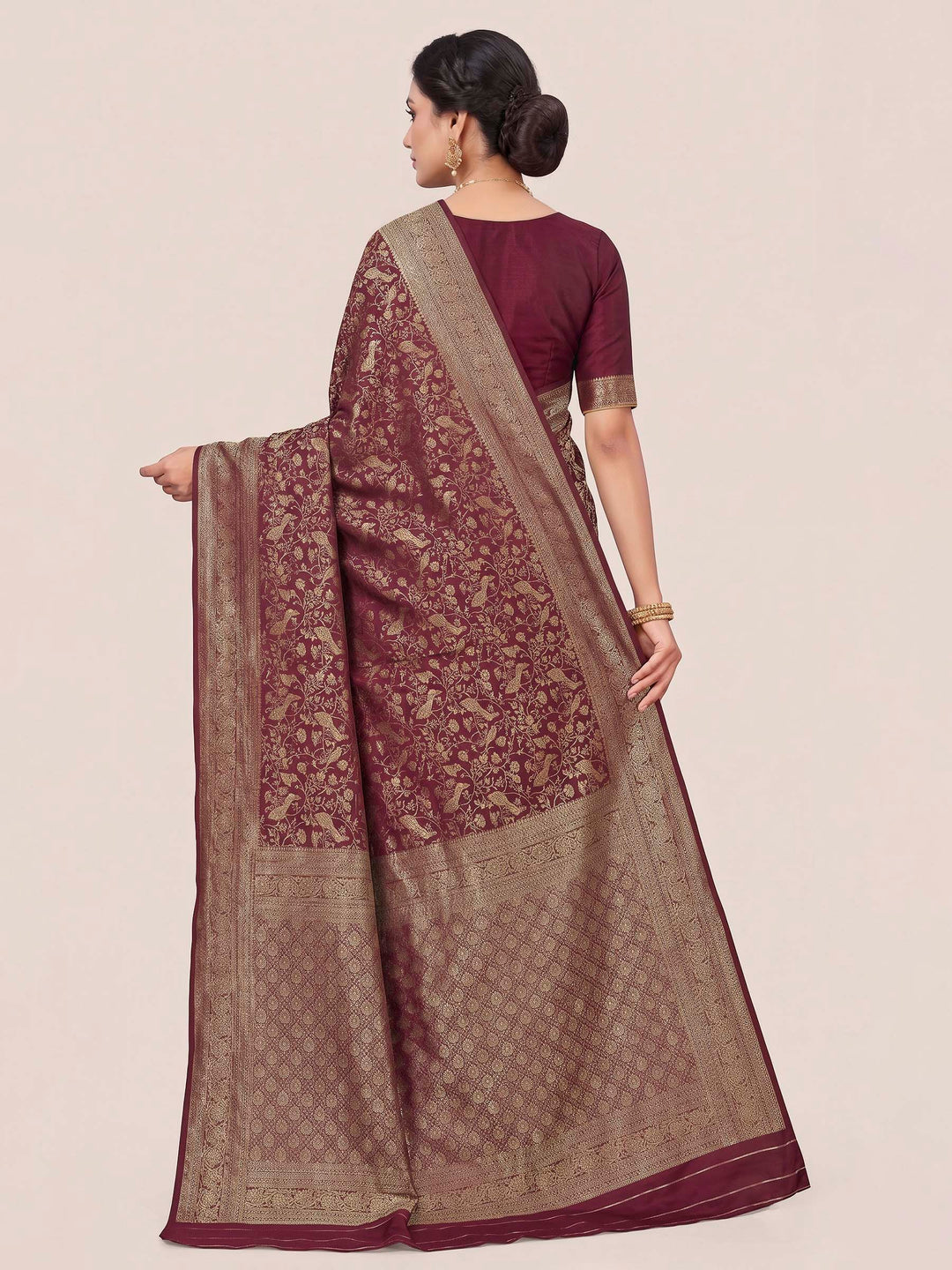 Maroon Woven Design Art Silk Kanjivaram Saree