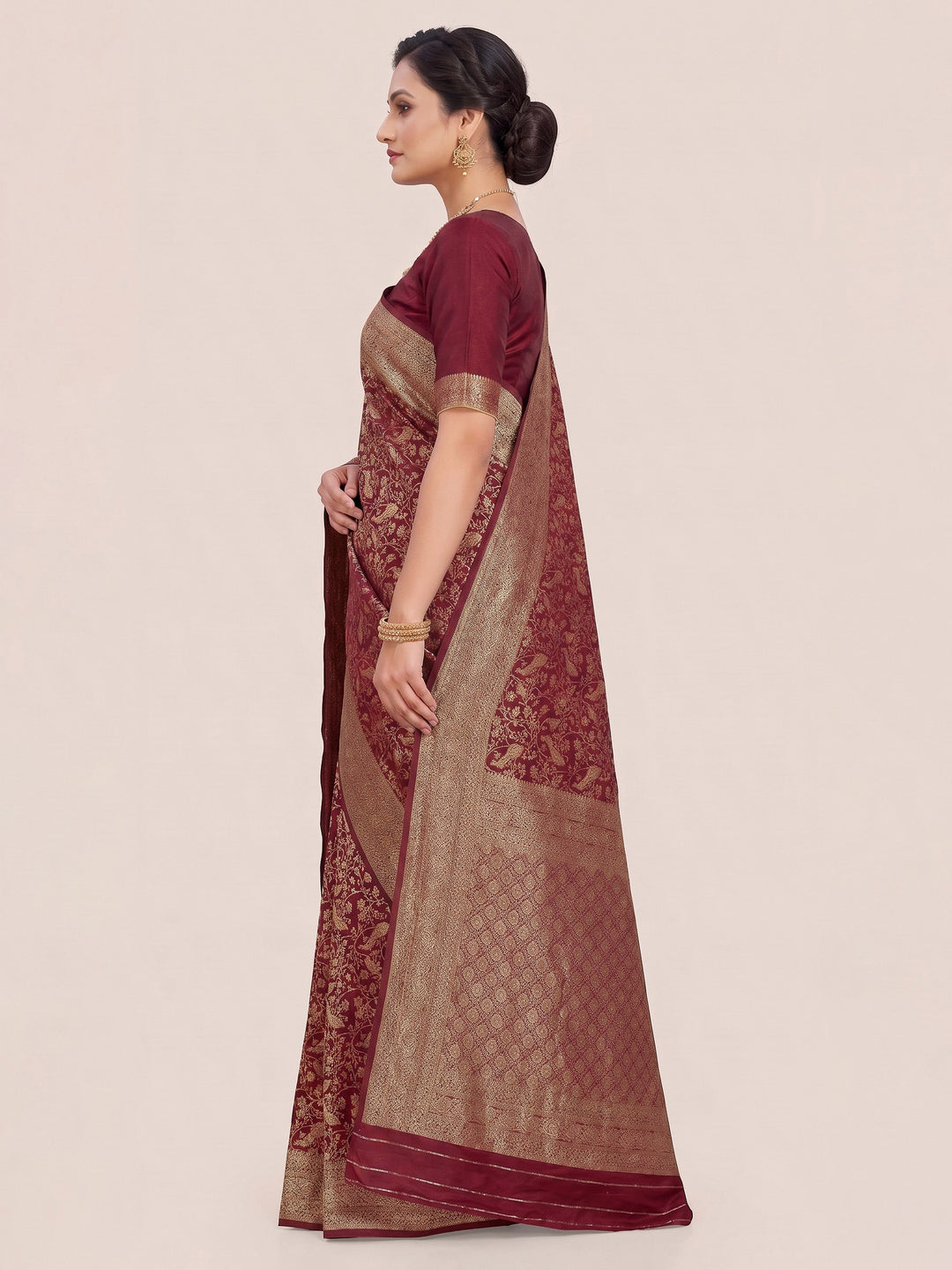 Maroon Woven Design Art Silk Kanjivaram Saree