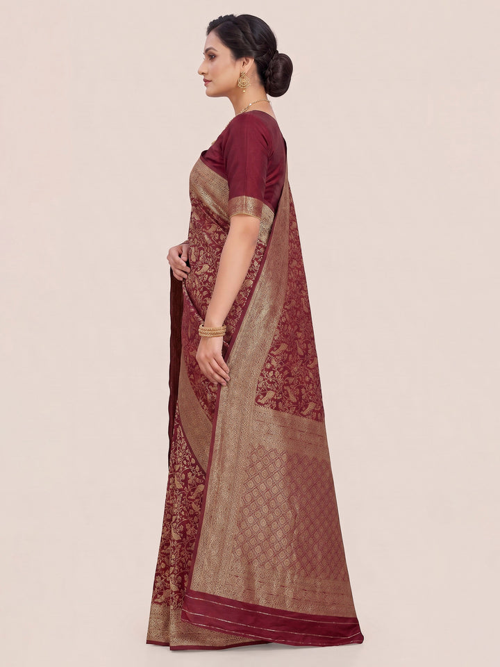 Maroon Woven Design Art Silk Kanjivaram Saree