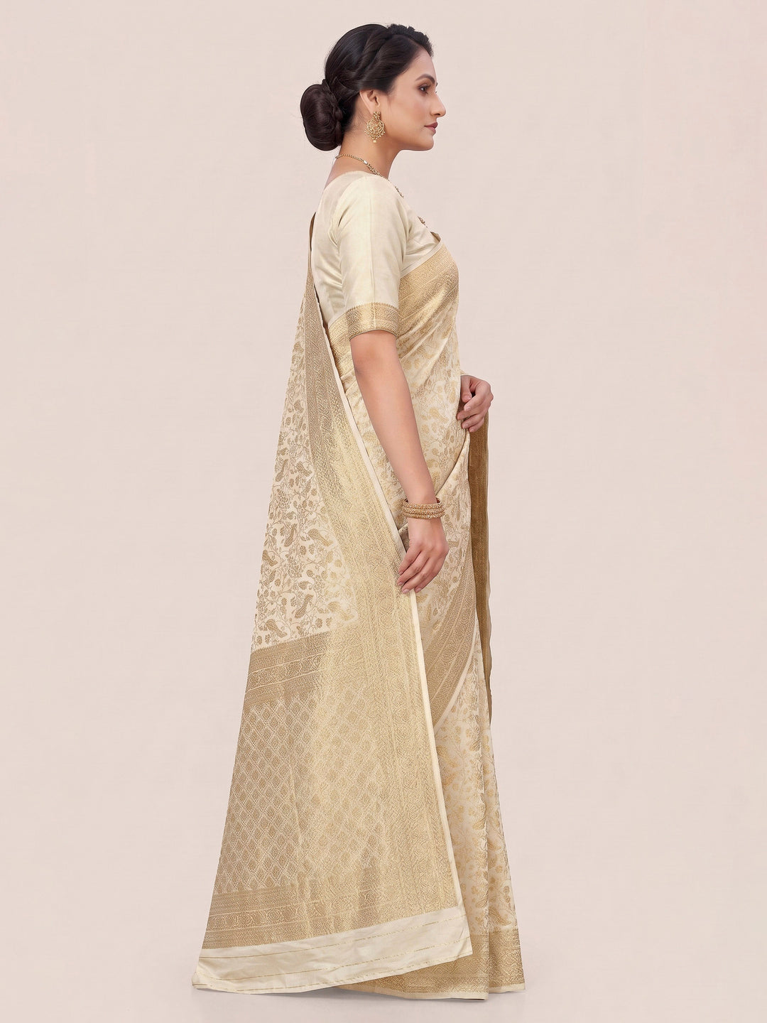 Off White Woven Design Art Silk Kanjivaram Saree