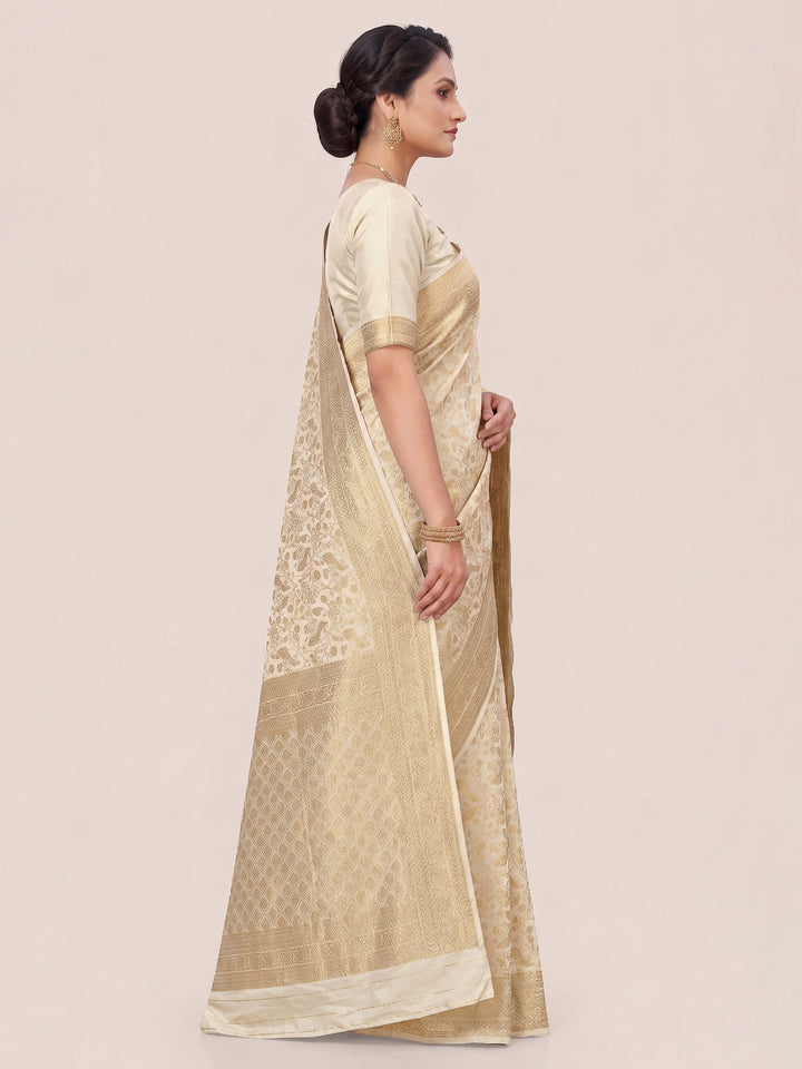 Off White Woven Design Art Silk Kanjivaram Saree