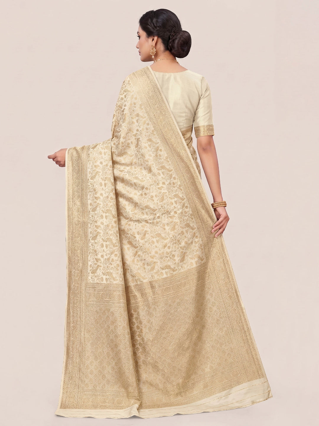 Off White Woven Design Art Silk Kanjivaram Saree