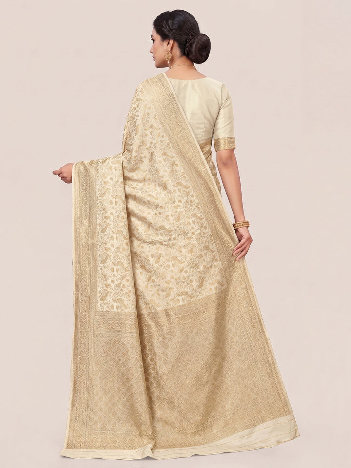 Off White Woven Design Art Silk Kanjivaram Saree