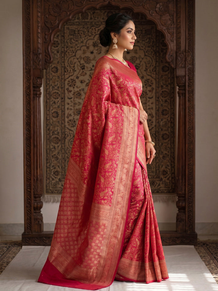 Pink Woven Design Art Silk Kanjivaram Saree