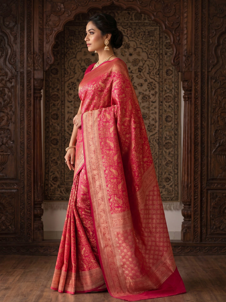 Pink Woven Design Art Silk Kanjivaram Saree