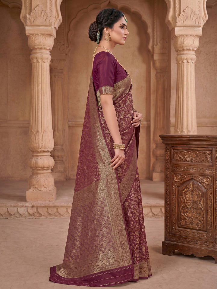 Maroon Woven Design Art Silk Kanjivaram Saree