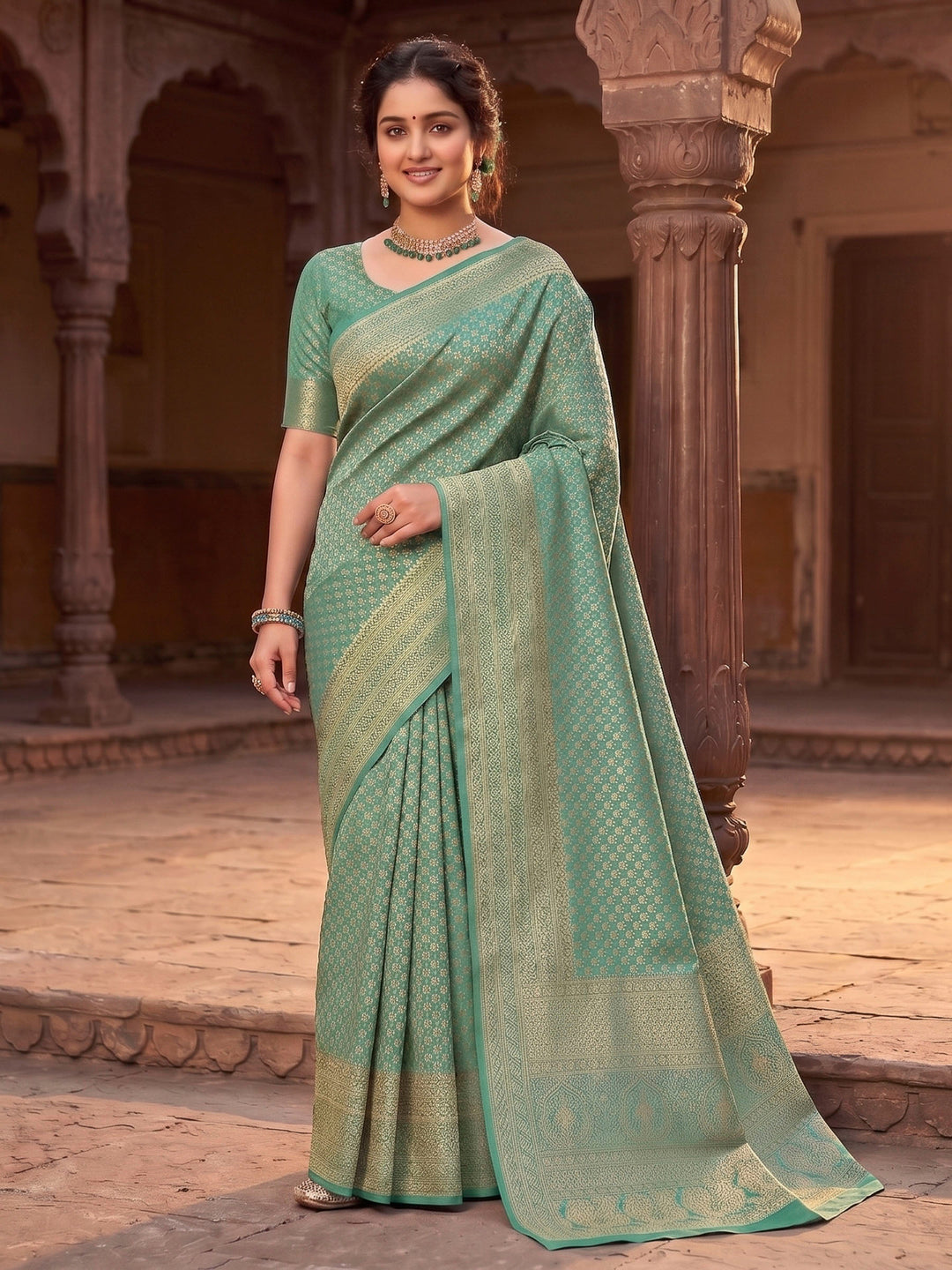 Blue Woven Design Art Silk Kanjivaram Saree