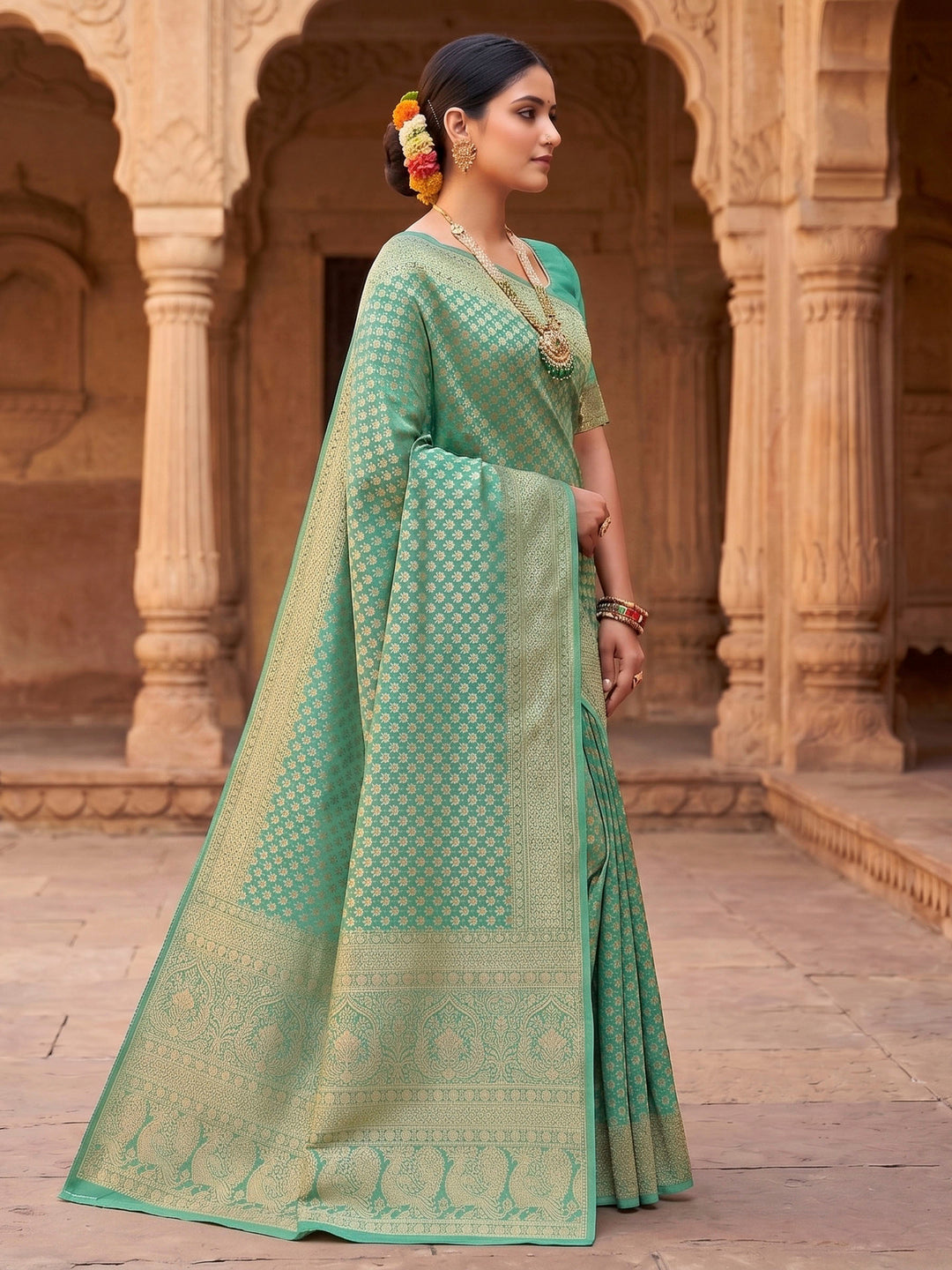 Blue Woven Design Art Silk Kanjivaram Saree