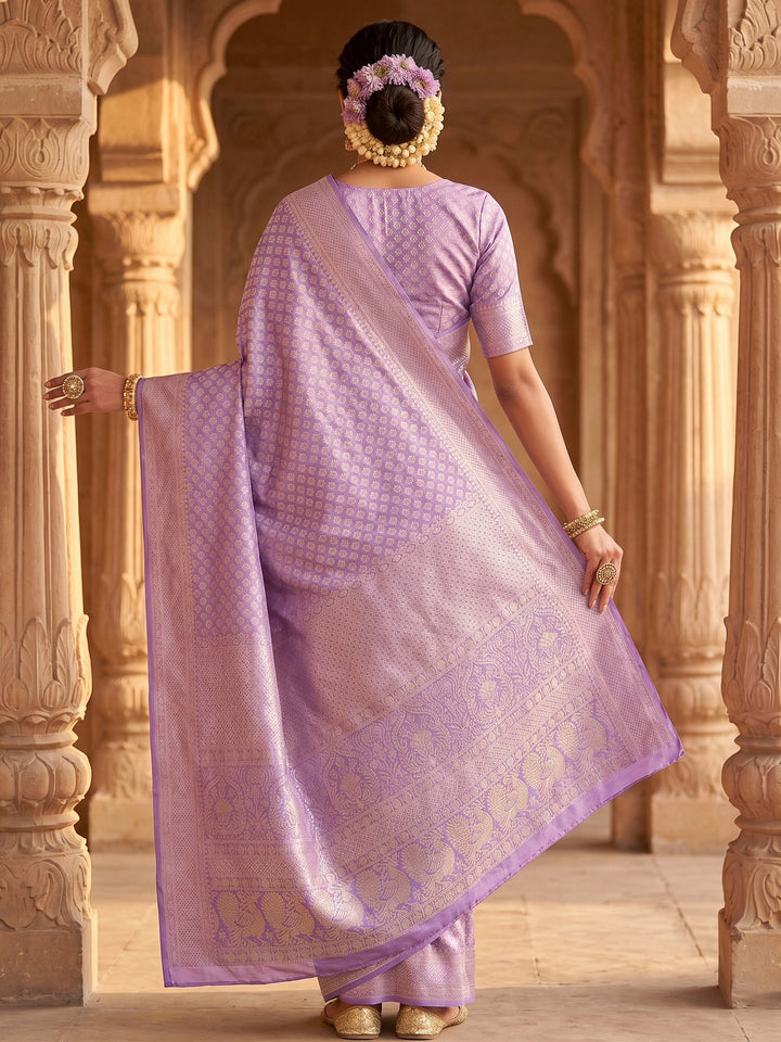 Lavender Woven Design Art Silk Kanjivaram Saree