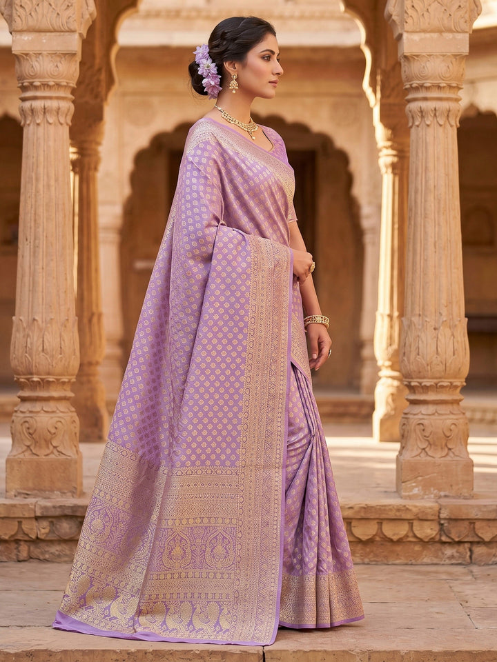 Lavender Woven Design Art Silk Kanjivaram Saree