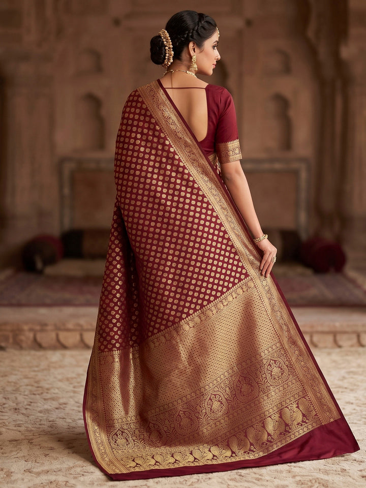 Maroon Woven Design Art Silk Kanjivaram Saree