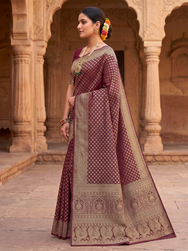 Maroon Woven Design Art Silk Kanjivaram Saree