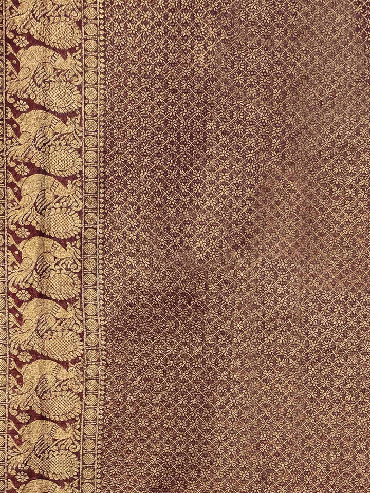 Maroon Woven Design Art Silk Kanjivaram Saree