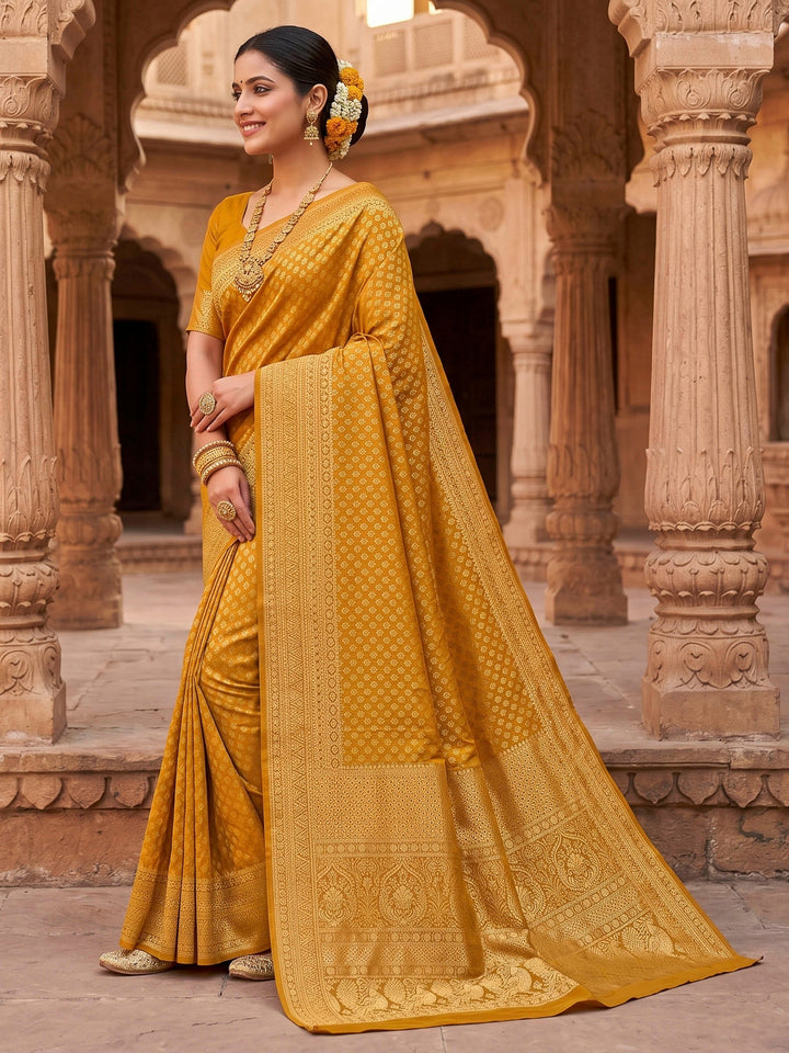 Mustard Woven Design Art Silk Kanjivaram Saree