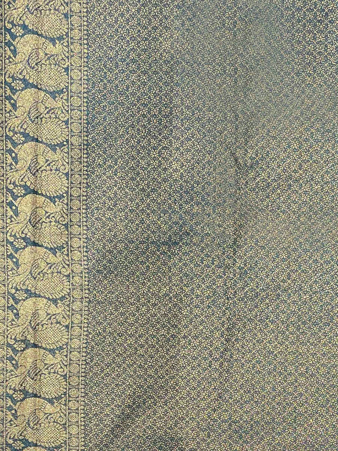 Peacock Blue Woven Design Art Silk Kanjivaram Saree