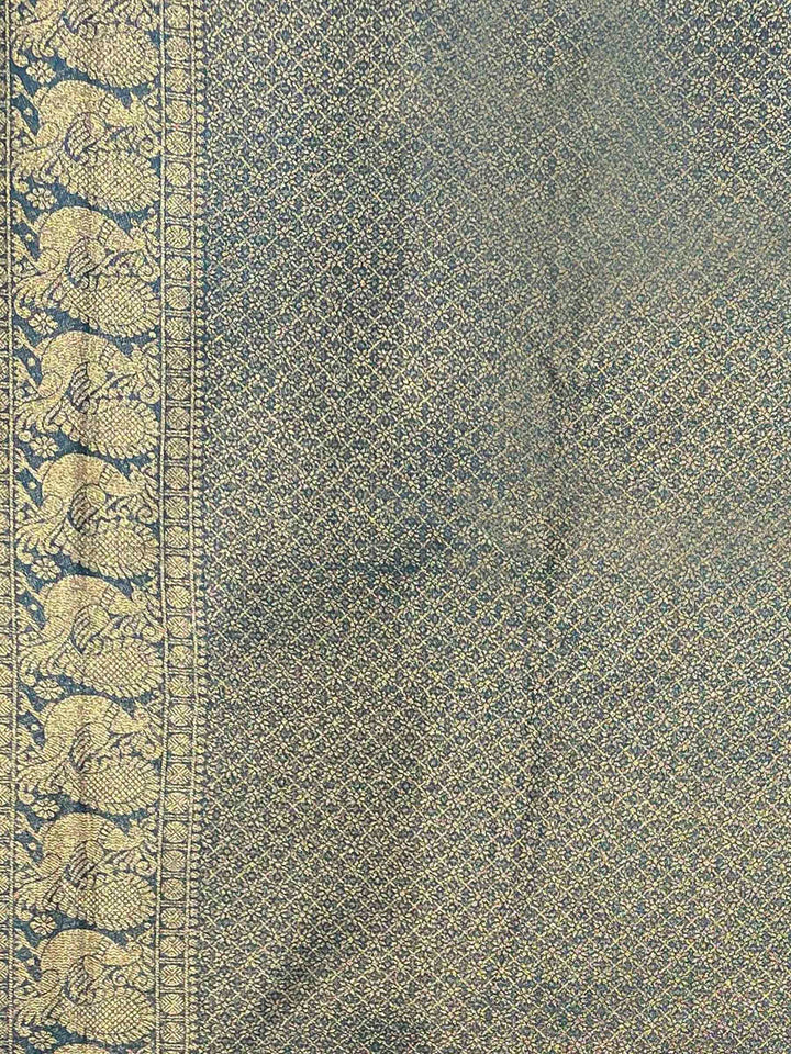 Peacock Blue Woven Design Art Silk Kanjivaram Saree