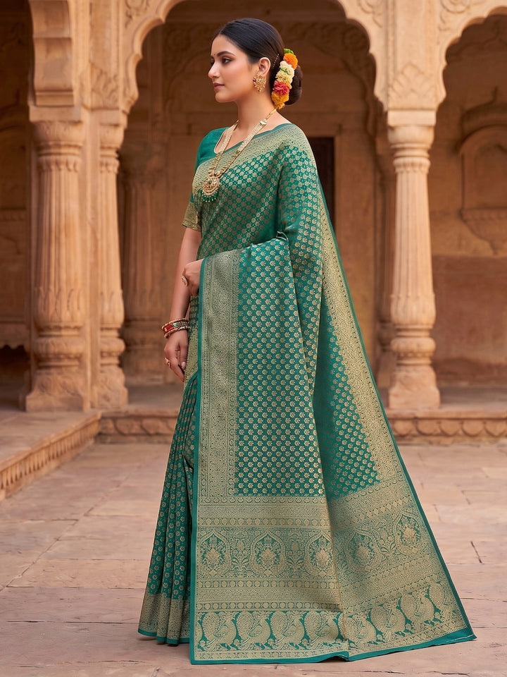 Rama Green Woven Design Art Silk Kanjivaram Saree