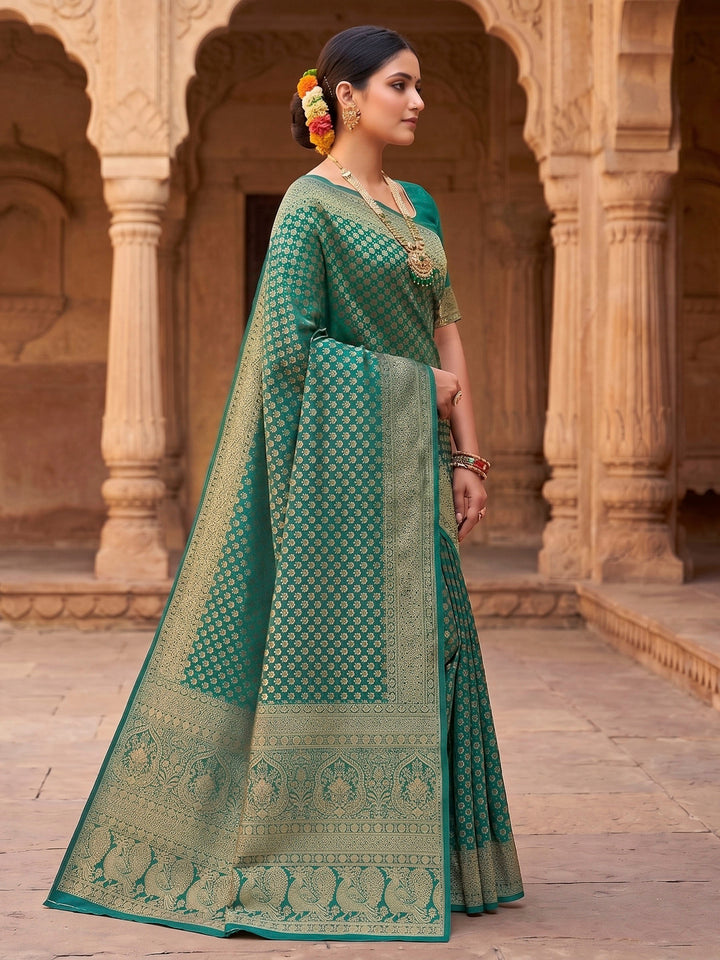 Rama Green Woven Design Art Silk Kanjivaram Saree