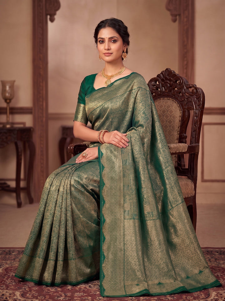 Green Woven Design Art Silk Kanjivaram Saree