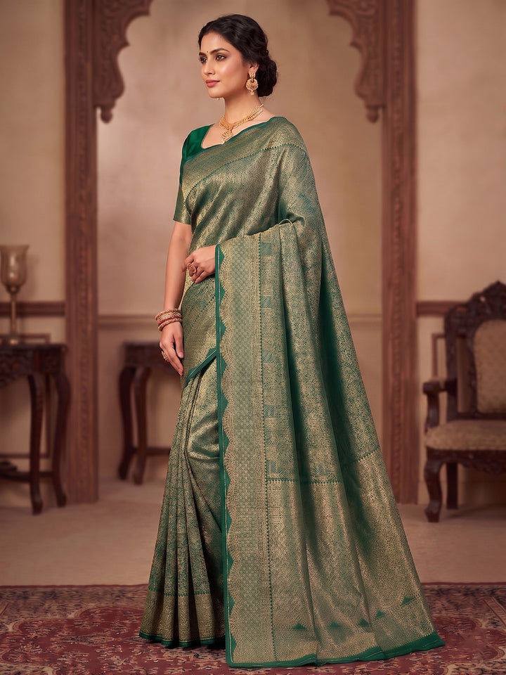 Green Woven Design Art Silk Kanjivaram Saree