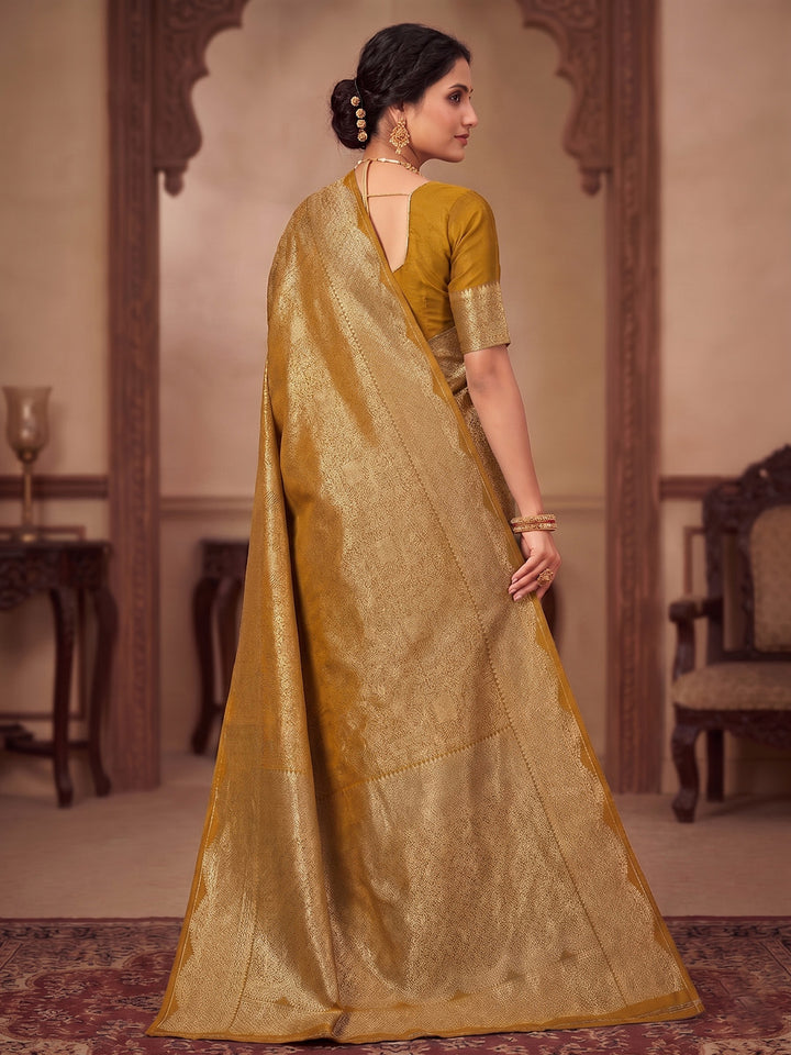 Mustard Woven Design Art Silk Kanjivaram Saree