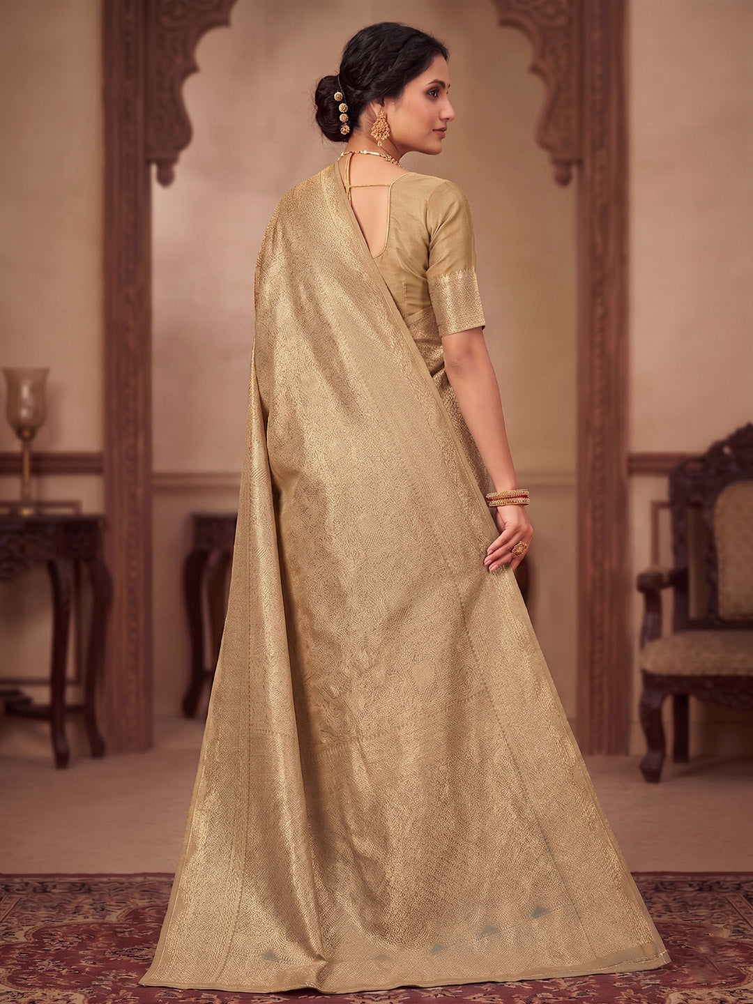 Off White Woven Design Art Silk Kanjivaram Saree