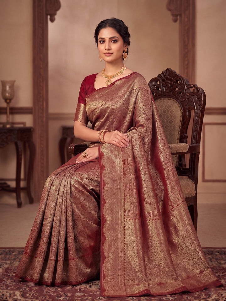 Red Woven Design Art Silk Kanjivaram Saree