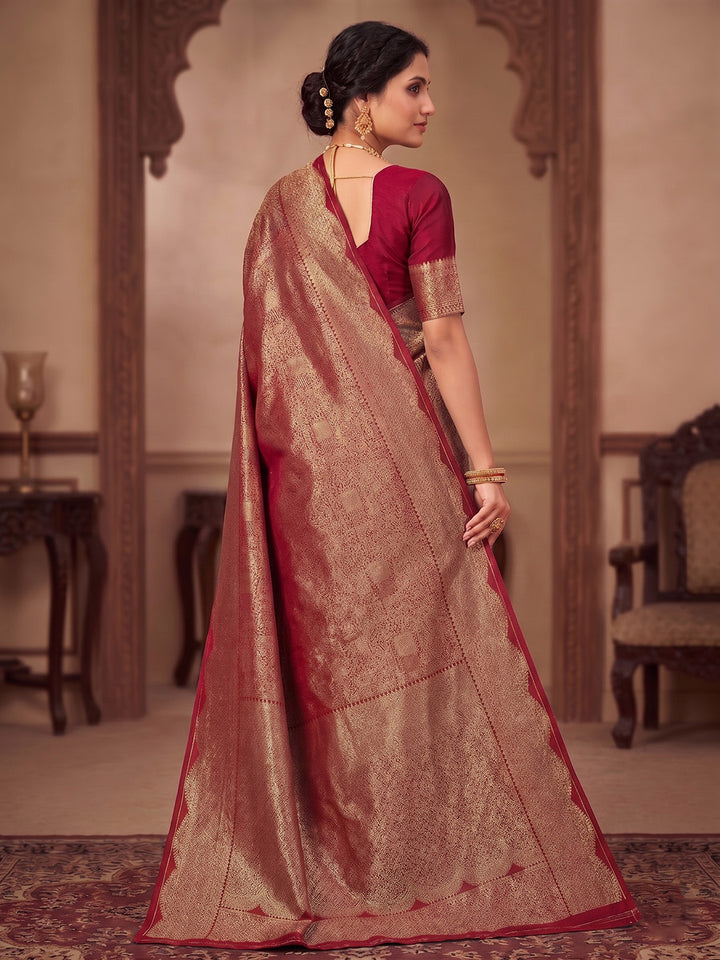 Red Woven Design Art Silk Kanjivaram Saree