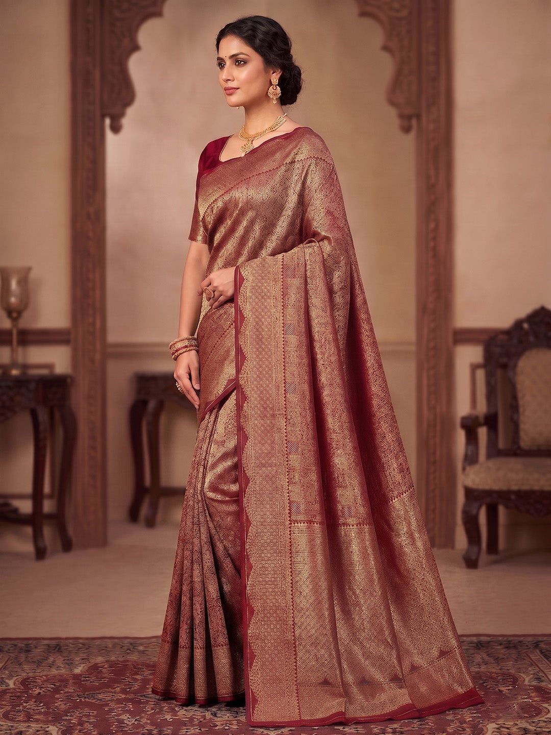 Red Woven Design Art Silk Kanjivaram Saree
