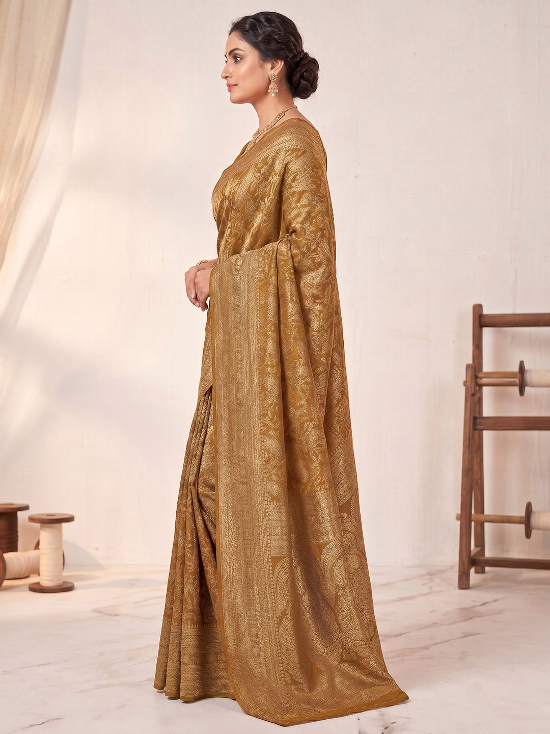Yellow Woven Design Art Silk Kanjivaram Saree