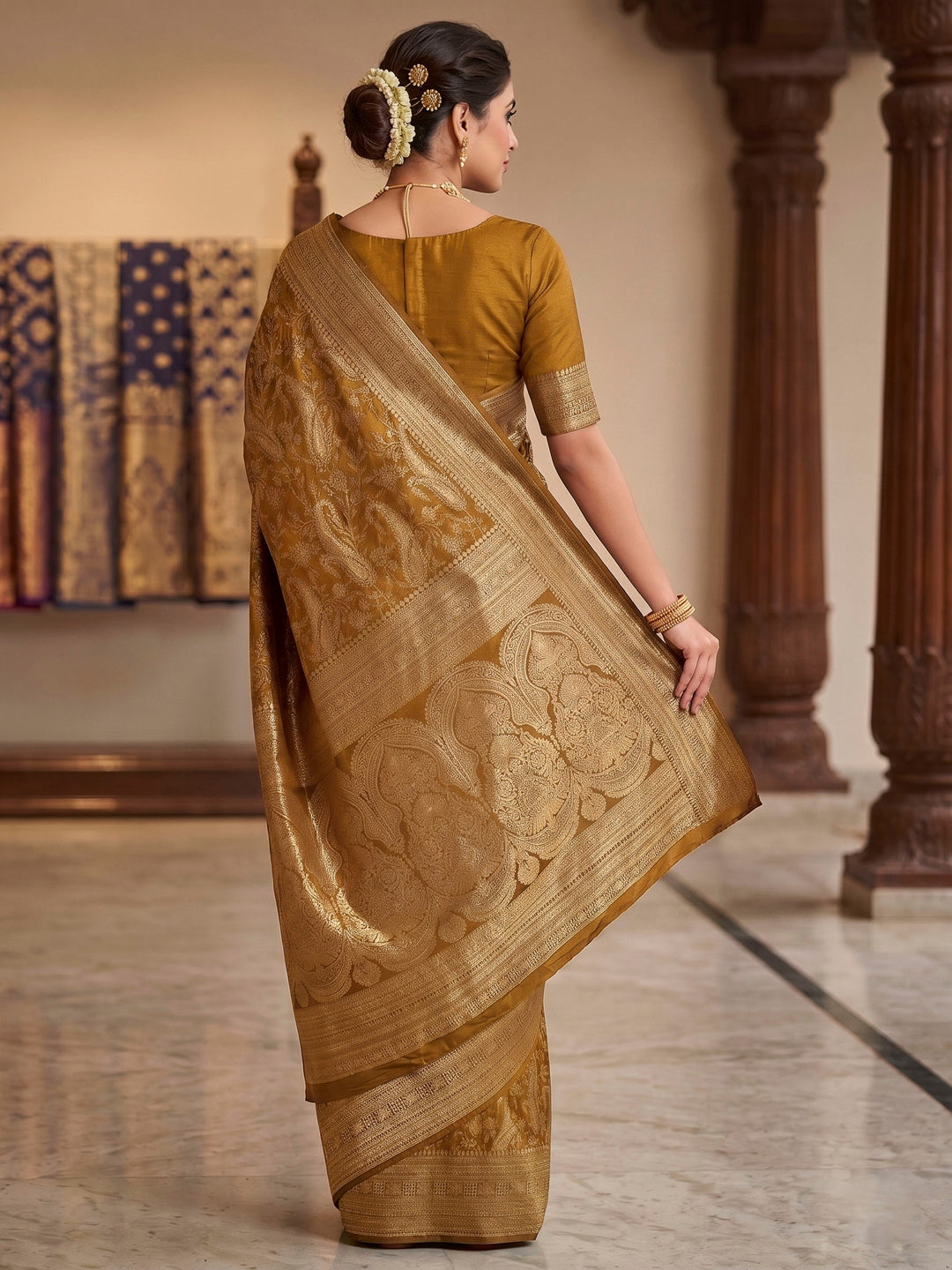 Yellow Woven Design Art Silk Kanjivaram Saree